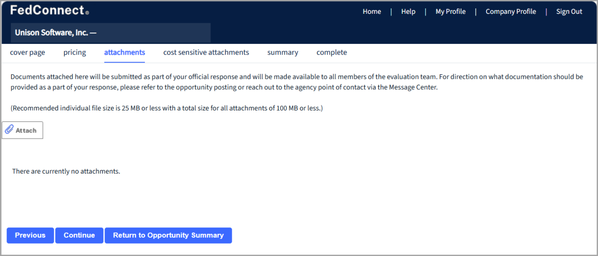 Attachments Page for Responses